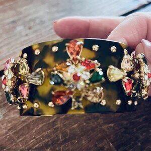 J. Crew Multi-colored Stone and Tortoise Jeweled Cuff